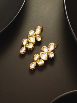 Aadita - Women White Gold Plated Kundan Drop Earrings