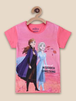 Kidsville - Kids Girls Frozen Pink Printed T-Shirt