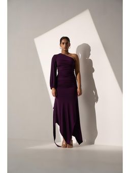 Myclo - Women Purple Lycra Solid Maxi Dress