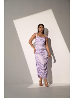 Myclo - Women Purple Satin Solid Knee Length Dress