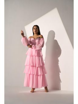 Myclo - Women Pink Georgette Solid Knee Length Dress