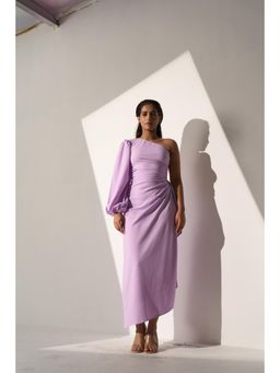 Myclo - Women Purple Lycra Solid Knee Length Dress