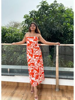 Myclo - Women Multi-Color Cotton Printed Knee Length Dress