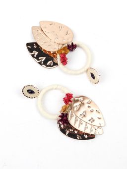 Odette - Gorgeous Gold Pleated Leaf Design Earrings