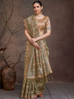 Akhilam - Women's Cotton Silk Digital Print Saree with Unstitched Blouse