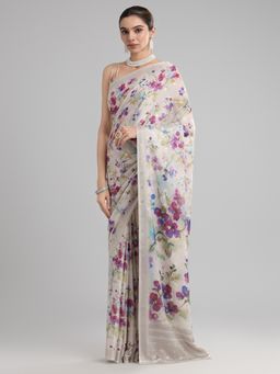 Akhilam - Women's Georgette Printed Designer Saree with Unstitched Blouse