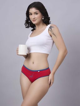 Inner Sense - Red Solid Bamboo Fibre Regular Bikini Panty