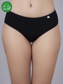Inner Sense - Black Solid Bamboo Fibre Regular Bikini Panty