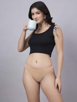 Inner Sense - Beige Solid Bamboo Fibre Regular Thong
