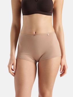 Jockey - Ss04 High Coverage Super Combed Cotton Elastane Boy Shorts Beige