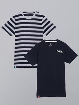 3PIN - Boys Round Neck Cotton T-Shirts (Pack of 2)