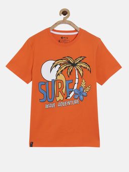 3PIN - Boys Round Neck Cotton T-Shirt - Orange