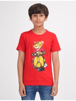 ZION - Boys Half Sleeve Graphic Printed T-shirt- Red