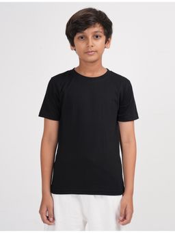 ZION - Boys Solid Crew Neck T-shirt- Black