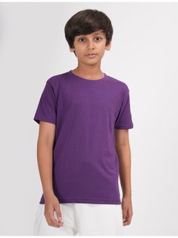 ZION - Boys Solid Crew Neck T-shirt- Purple