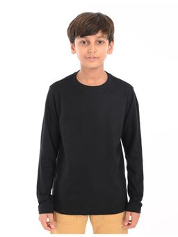 ZION - Unisex Cotton Full Sleeve Solid Round Neck T-shirt- Black