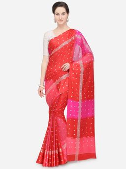 Stylee LIFESTYLE - Red Kota Silk Printed Saree