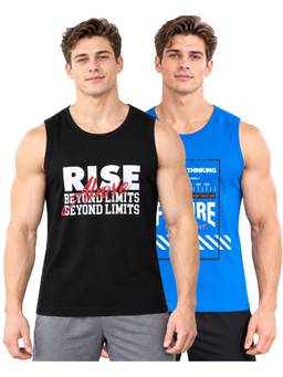 T.T. - Men Soft & Breathable Cool Cotton Typography Muscle Vest (Pack of 2)