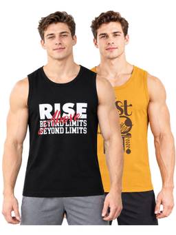 T.T. - Men Everyday Wear Cool Cotton Typography Muscle Vest (Pack of 2)
