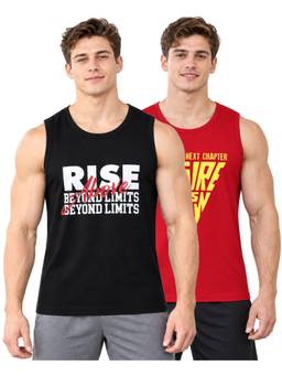 T.T. - Men Active Fit Cool Cotton Typography Muscle Vest (Pack of 2)
