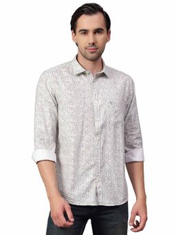 Cantabil - Men Beige Printed Full Sleeves Casual Shirt