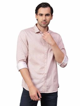 Cantabil - Men Pink Printed Full Sleeves Casual Shirt