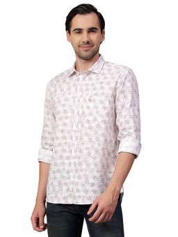 Cantabil - Men Pink Floral Printed Full Sleeves Casual Shirt