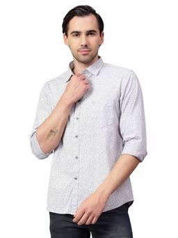 Cantabil - Men Grey Printed Full Sleeves Casual Shirt