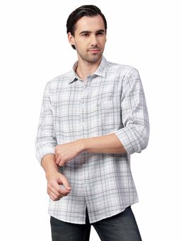 Cantabil - Men Mint Green Checkered Full Sleeves Casual Shirt