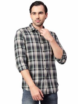 Cantabil - Men Black Checkered Full Sleeves Casual Shirt