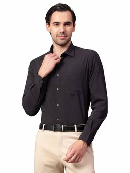 Cantabil - Men Black Solid Full Sleeves Formal Shirt