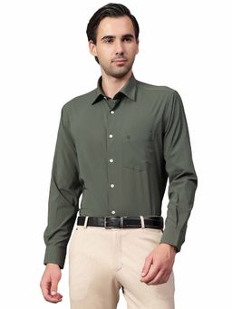 Cantabil - Men Bottle-Green Solid Full Sleeves Formal Shirt