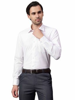 Cantabil - Men White Solid Full Sleeves Formal Shirt