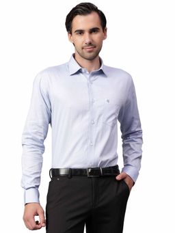 Cantabil - Men Blue Self Design Full Sleeves Formal Shirt