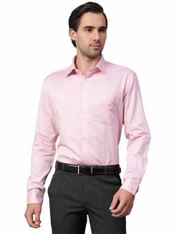 Cantabil - Men Pink Self Design Full Sleeves Formal Shirt