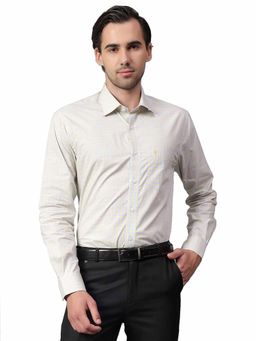 Cantabil - Men Yellow Checkered Full Sleeves Formal Shirt