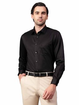 Cantabil - Men Black Solid Full Sleeves Formal Shirt