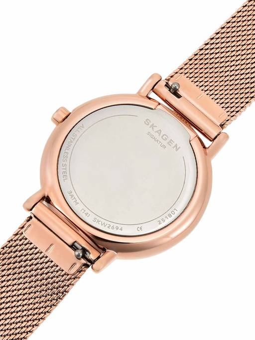 Skagen Signatur SKW2694 Womens Watch 29mm Rose Gold Tone Mesh New Battery Signatur Lille Slim Rose Gold-Tone Steel Mesh Watch SKW2694  main image 2
