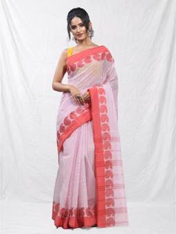 CHARUKRITI - Pink Woven Cotton Saree