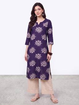 R&B - Purple Floral Viscose Kurta