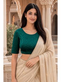 Rajnandini - Teal Self Design Lycra Blouse