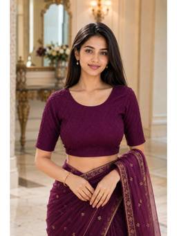 Rajnandini - Wine Self Design Lycra Blouse