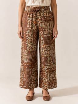 Zuri - Brown Printed Cotton Pant