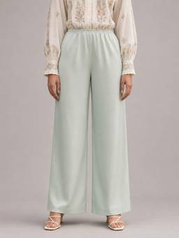 Zuri - Green Solid Cotton Pant