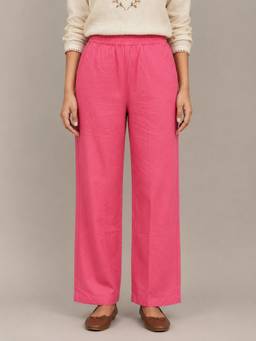 Zuri - Pink Solid Cotton Pant