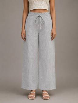 Zuri - Grey Stripes Cotton Pant