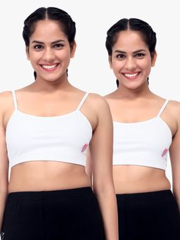 Sillysally - White Solid Beginners Bra (Pack of 2)