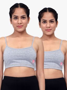 Sillysally - Grey Melange Solid Beginners Bra (Pack of 2)