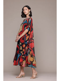 Aarke Ritu Kumar - Multi Color Laurelled Kaftan Dress with Camisole (Set of 2)