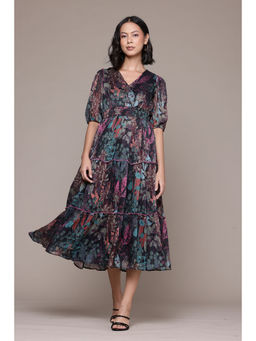 Aarke Ritu Kumar - Black Irises Printed Long Dress